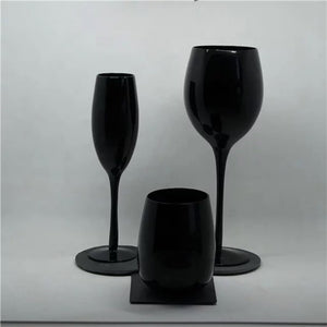 Matte Black Glass Flutes & Tumbler